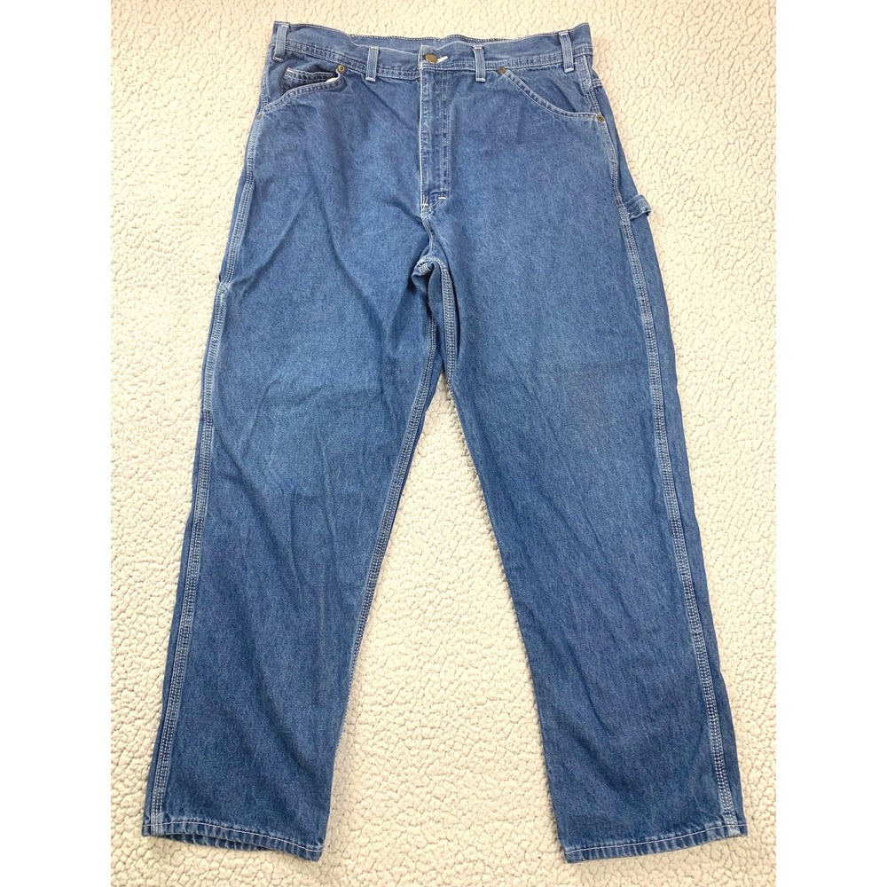 USA Works Carpenter Jeans 36x30 Blue Medium Wash Straight Leg Denim Utility